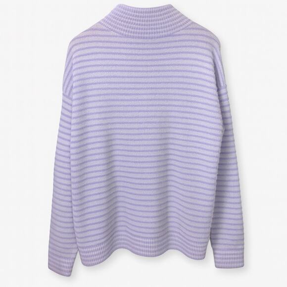 Chico's Sweater Women's Sz 2 (Large) Zenergy Striped Mock-Neck Comfort Pullover - Picture 2 of 7